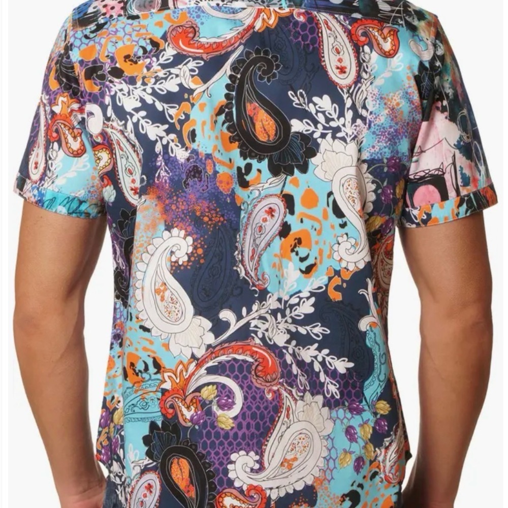 NWT - Robert Graham HATTERAS Abstract Short-Sleeve Button-Up Shirt - Picture 2 of 6